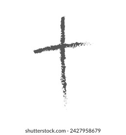 Cross icon on white background. Symbol of Christianity. Easter cross.