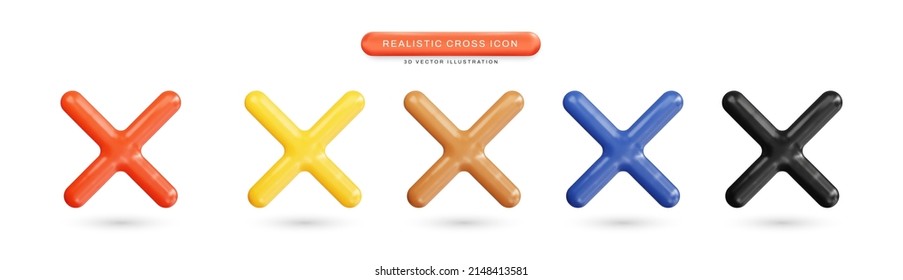 Cross icon realistic 3d vector illustration 