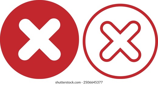 cross icon, reject icon, wrong icon vector