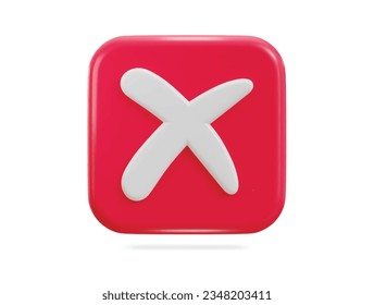 Cross icon, rejection symbol 3d vector icon