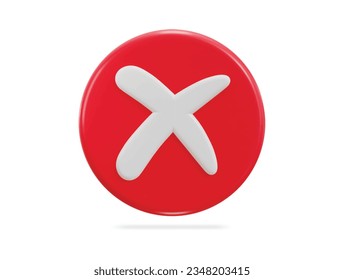 Cross icon, rejection symbol 3d vector icon
