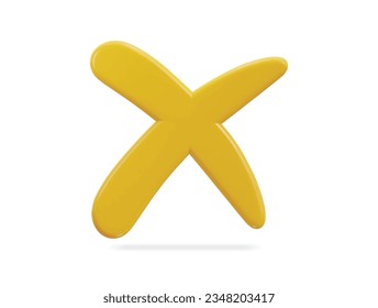 Cross icon, rejection symbol 3d vector icon