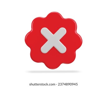 icono cruzado, símbolo de rechazo icono 3d