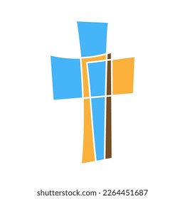 Cross icon. Religious cross on white background. Black church symbols. Christian cross icon. Vector illustration.