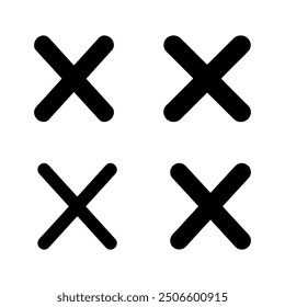 Conjunto de iconos cruzados. Icono negro de la cruz fijado en el fondo blanco. Ilustración vectorial