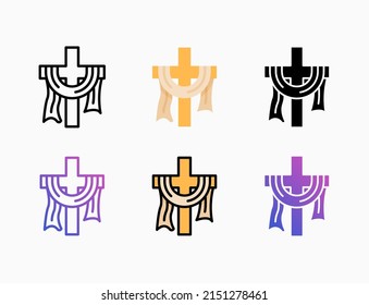 Cross icon set with line, outline, flat, filled, glyph, color, gradient. Editable stroke and pixel perfect. Can be used for digital product, presentation, print design and more.