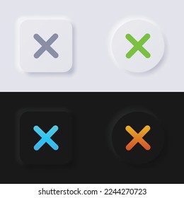 Cross icon set, Multicolor neumorphism button soft UI Design for Web design, Application UI and more, Button, Vector.