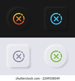 Cross icon set, Multicolor neumorphism button soft UI Design for Web design, Application UI and more, Button, Vector.