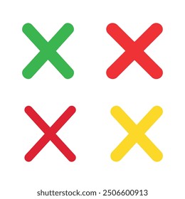 Conjunto de iconos cruzados sobre fondo blanco. Ilustración vectorial en estilo plano de moda