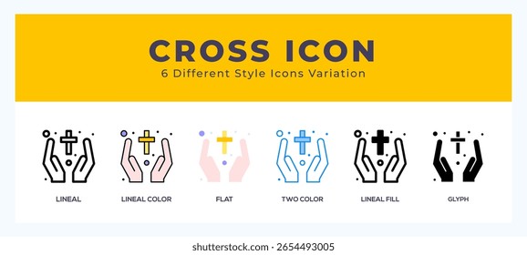Cross icon set pack vector illustration.