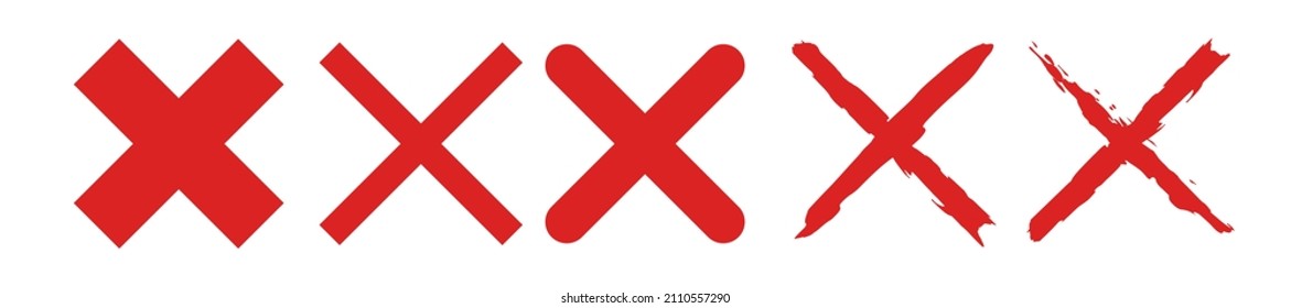 Icono de cruz. El conjunto de iconos rojos de la web se cancela. Clipart vector aislado en fondo blanco.