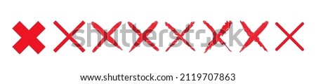 Cross icon. Set of red web icons cancel. Vector clipart isolated on white background.