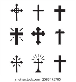 Cross Icon Set - Religious and Spiritual Symbol Collection