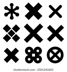 Cross Icon Set. Cross Icon silhouette. Editable cross vector icon. Part of a big icon set family. Silhouette. plus Sign. Plus Sign Set.