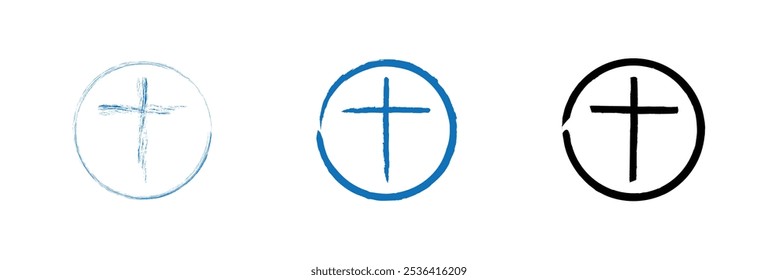 Conjunto de ícones cruzados. Estilo de silhueta. Ícone da cruz cristã. Eps 10.