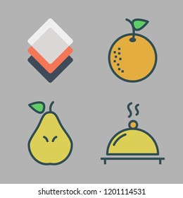 cross icon set. vector set about layers, pear, supper and orange icons set.
