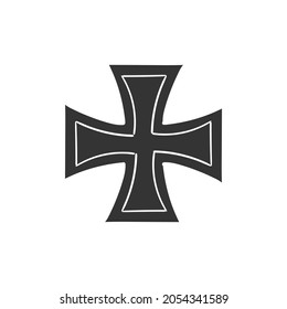 Cross Icon Silhouette Illustration. Medal Religion Vector Graphic Pictogram Symbol Clip Art. Doodle Sketch Black Sign.