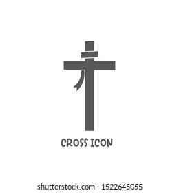 Cross icon simple silhouette flat style vector illustration on white background.