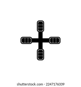 Cross icon. Simple style Christian religion holiday poster background symbol. Christian religion shop brand logo design element. Cross t-shirt printing. Vector for sticker.
