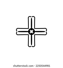 Cross icon. Simple style Christian religion holiday poster background symbol. Christian religion shop brand logo design element. Cross t-shirt printing. Vector for sticker.