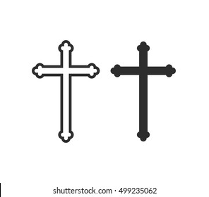 Cross icon. Symbol of a church cross. Christian cross icons.  Church symbolism icon.
