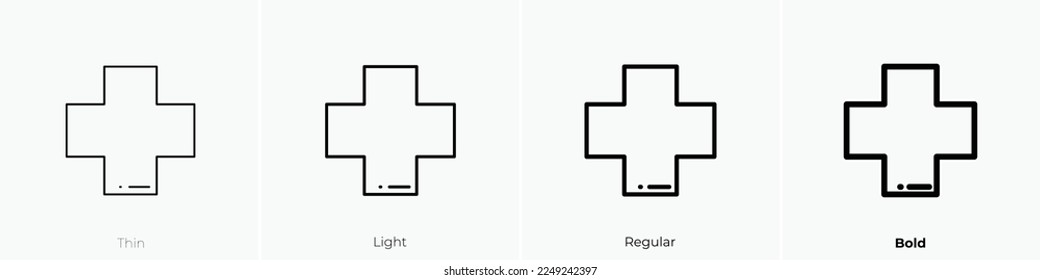 cross icon. Thin, Light Regular And Bold style design isolated on white background