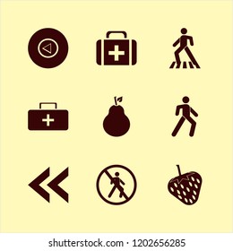 cross icon. cross vector icons set left arrow, pedestrian, strawberry and no pedestrian crossing
