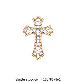  cross Icon vector  illustration or pendant , brooch jewelry drawing outline eps10