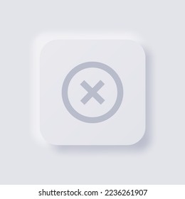 Cross icon, White Neumorphism soft UI Design for Web design, Application UI and more, Button, Vector.