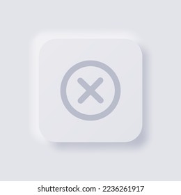 Cross-Icon, White Neumorphism Soft UI Design für Web-Design, Anwendungs-UI und mehr, Button, Vector.