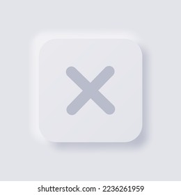 Cross icon, White Neumorphism soft UI Design for Web design, Application UI and more, Button, Vector.