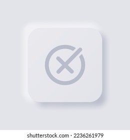 Cross icon, White Neumorphism soft UI Design for Web design, Application UI and more, Button, Vector.