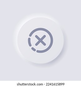 Icono cruzado, Neumorfismo blanco diseño de interfaz de usuario suave para diseño web, interfaz de usuario de aplicación y más, botón, vector.