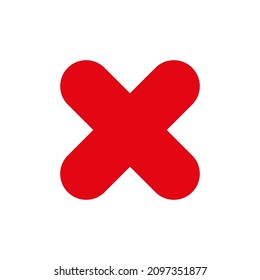 Cross icon. X letter. Red sign. Negative element. Stop symbol. Grunge design. Flat art. Vector illustration. Stock image. 