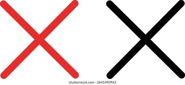 Cross icons, black and red cross vector illustrations