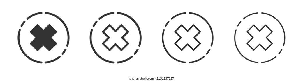 Colección de iconos cruzados en dos estilos diferentes y trazo diferente. Ilustración del vector EPS10