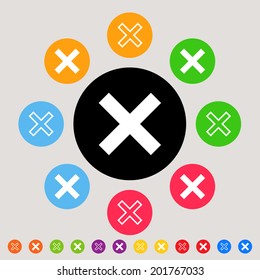 Cross icons in colorful set