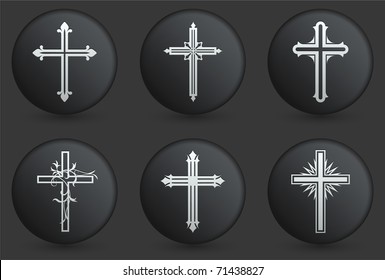 Cross Icons on Black Internet Button Collection Original Illustration