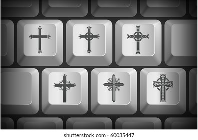 Cross-Icons auf der Computertastatur, Original-Illustration