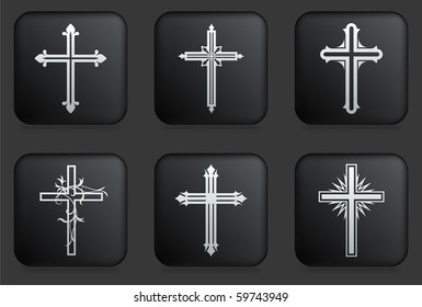 Cross-Icons auf Square Black Button Collection Original Illustration