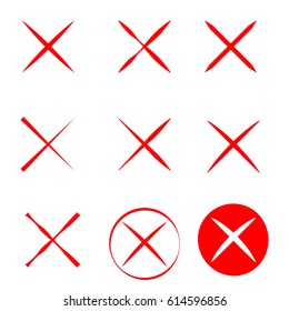 Cross icons on white background. Vector illustration.
