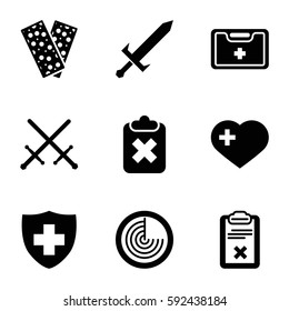 cross icons set. Set of 9 cross filled icons such as radar, medical sign, bandage, clipboard, medical kit