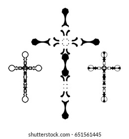 Cross icons set. Decorated crosses signs or symbols. illustration