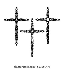 Cross icons set. Decorated crosses signs or symbols. illustration