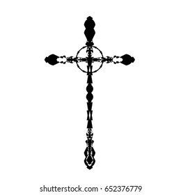 Cross icons set. Decorated crosses signs or symbols. Illustration