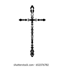 Cross icons set. Decorated crosses signs or symbols. Illustration