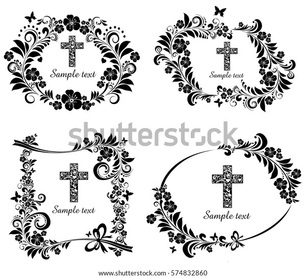 Cross Icons Set Obituary Notice Art Stock Vector (Royalty Free) 574832860