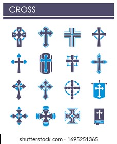 Cross icons set on background for graphic and web design. Creative illustration concept symbol for web or mobile app.