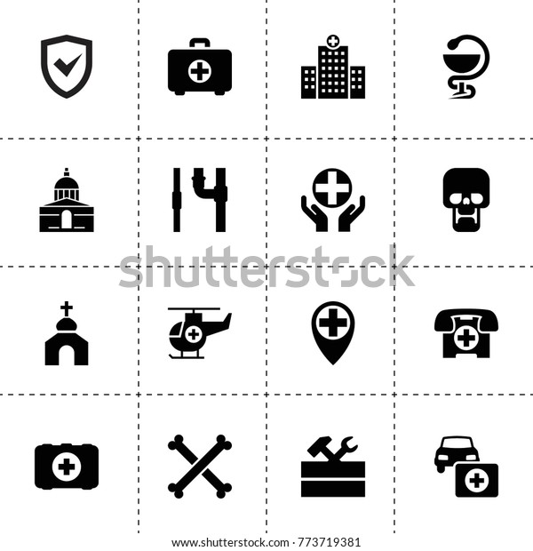Cross icons. vector collection
filled cross icons. includes symbols such as work tool, car first
aid kit, insurance, pipe, church. use for web, mobile and ui
design.