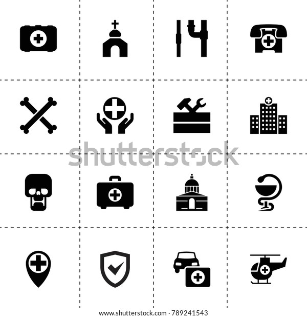 Cross icons. vector collection
filled cross icons. includes symbols such as work tool, car first
aid kit, insurance, pipe, church. use for web, mobile and ui
design.